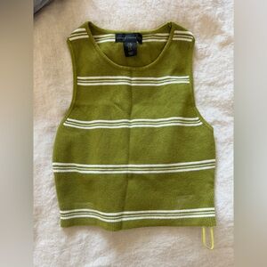 House of Harlow 1960 Olive and White Knit Crop Top